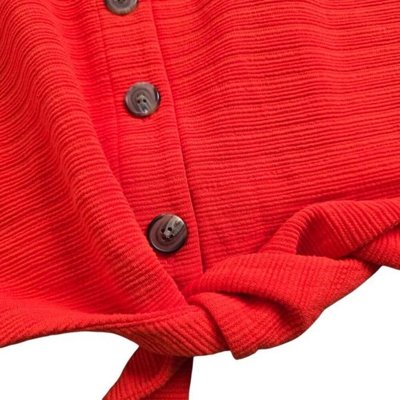 J. Crew Tie Front Tank Top Women's Medium Orange Button Down Sleeveless Stretch - Picture 3 of 8